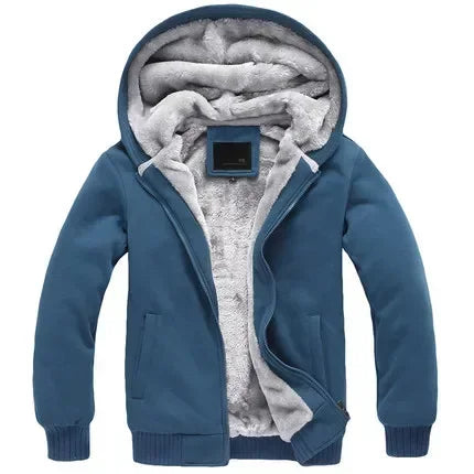 Fashion Men's Jackets Winter Hooded Coats Male Warm Sweatshirts Fleece Hoodie Slim Student Hoodies Outerwear 2026 Men's Clothing