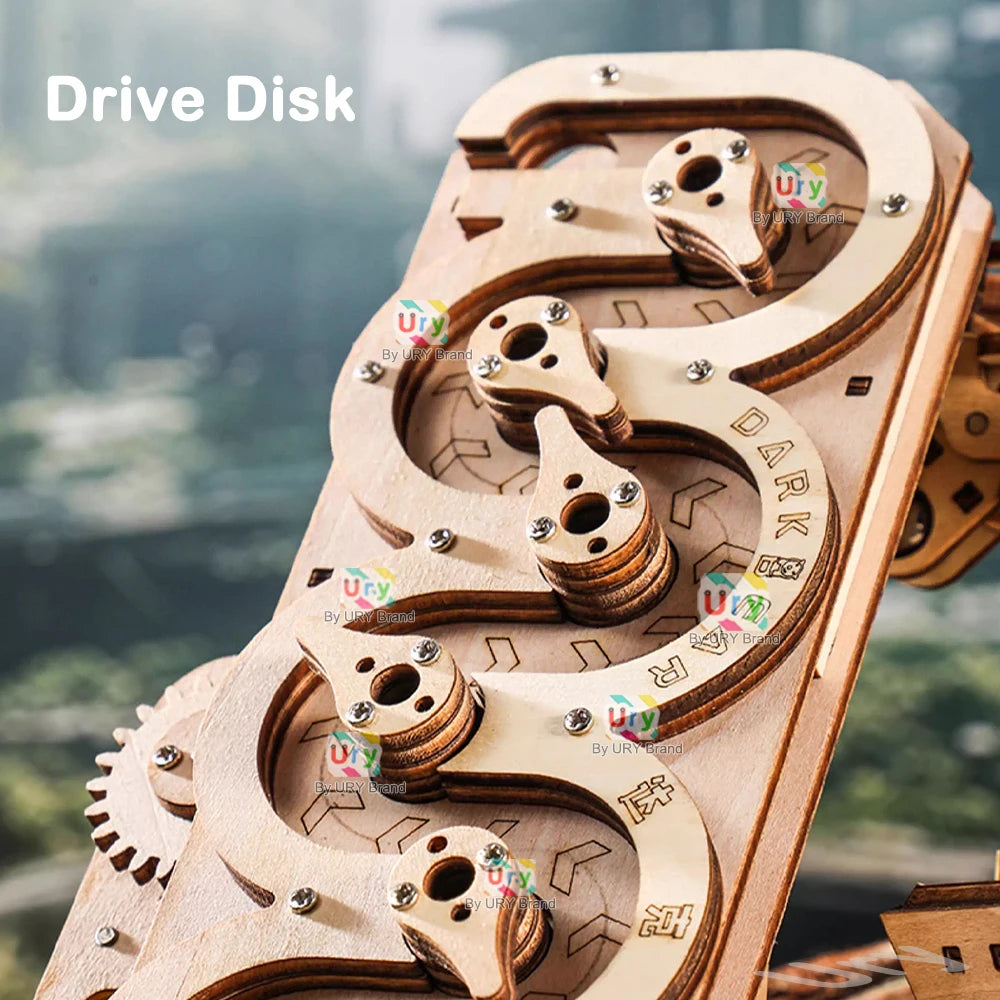 Ury 3D Wooden Puzzle Electric Track Device Marble Run Set Counter Current Compass Model Science Ball Maze Assembly Gift for Kids