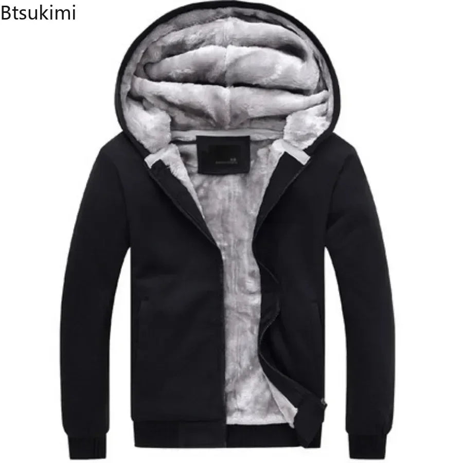 Fashion Men's Jackets Winter Hooded Coats Male Warm Sweatshirts Fleece Hoodie Slim Student Hoodies Outerwear 2026 Men's Clothing