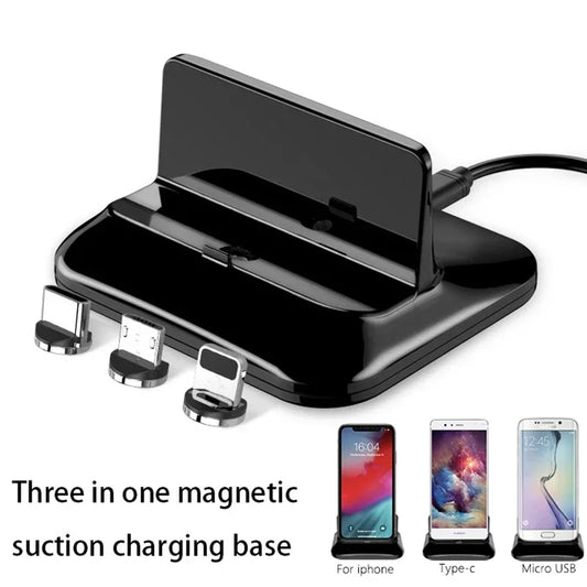 Phone Dock Station Usb Micro Type c Stand Wireless Charger Holder Magnetic Fast Charger Cradle For iPhone Samsung XiaoMi Android