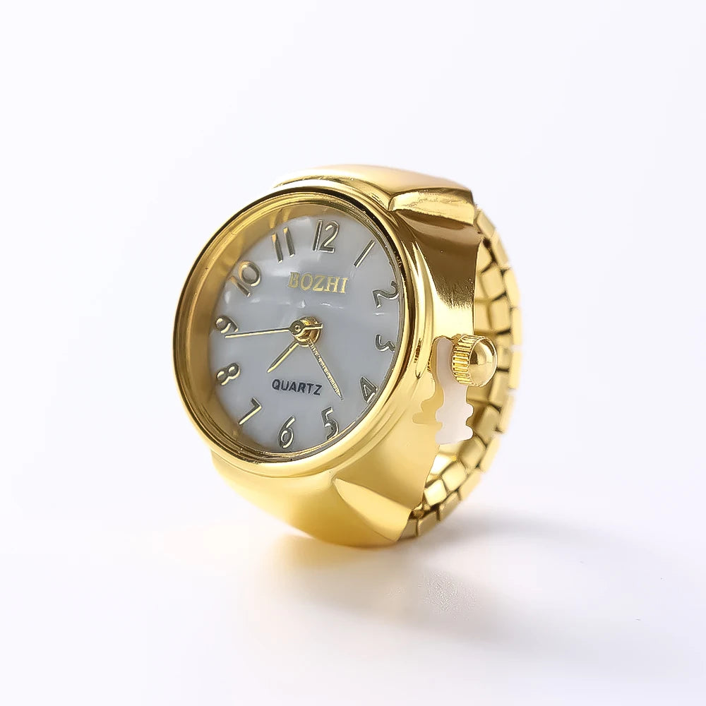 Vintage Punk Finger Watch Mini Elastic Strap Alloy Watches Couple Rings Jewelry Clock Women Men Retro Roman Quartz Watch Rings