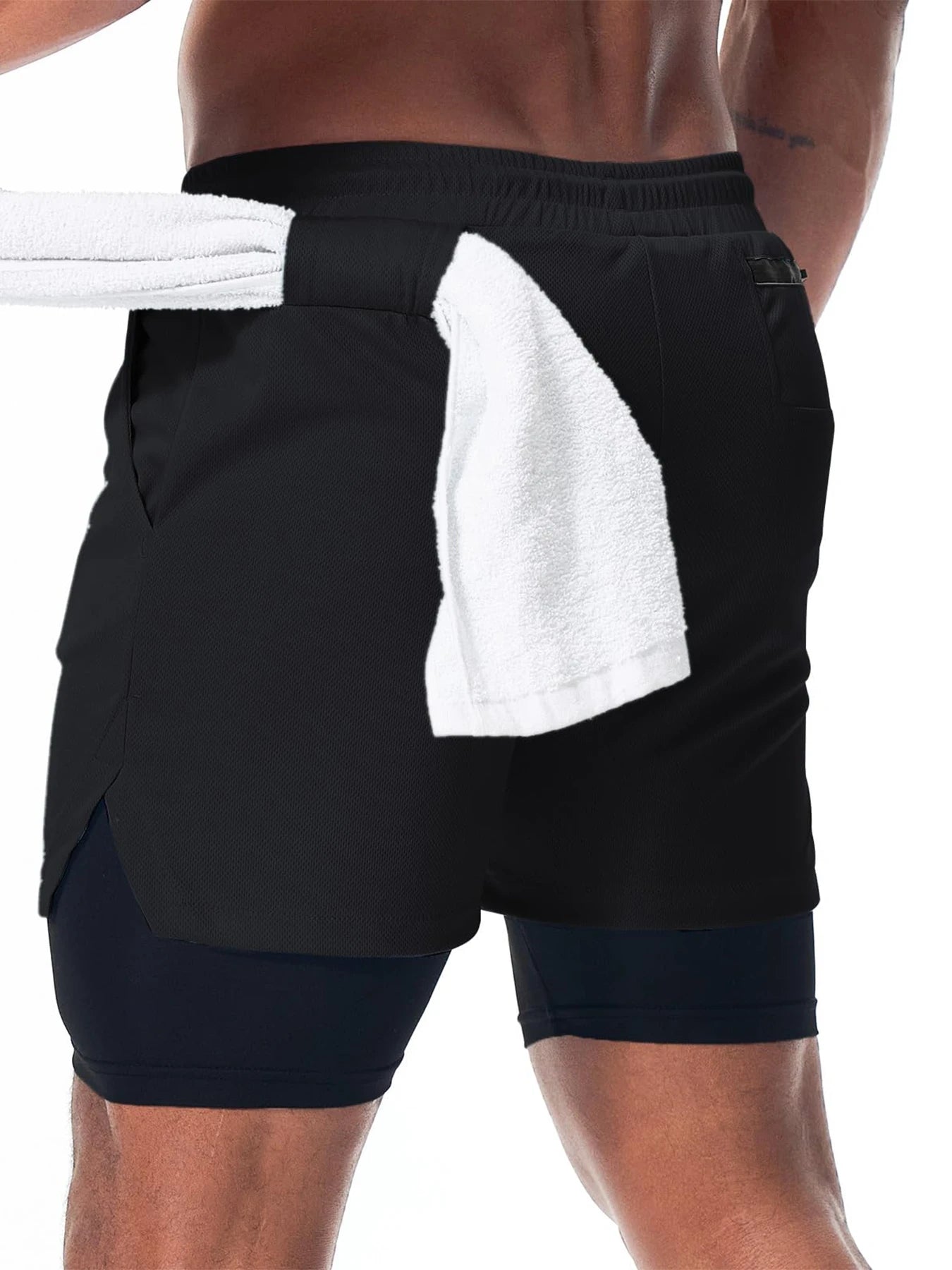 Summer Men Running Shorts Fitness Gym Training 2 in 1 Sports Shorts Quick Dry Workout Jogging Double Deck Shorts