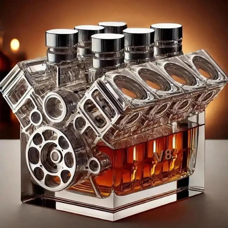 Whiskey Bottle Alcohol Decanter V8 Engines Shape Wine Decoration Bar Gadgets for Tequila Bourbon Brandy Birthday Retiremen