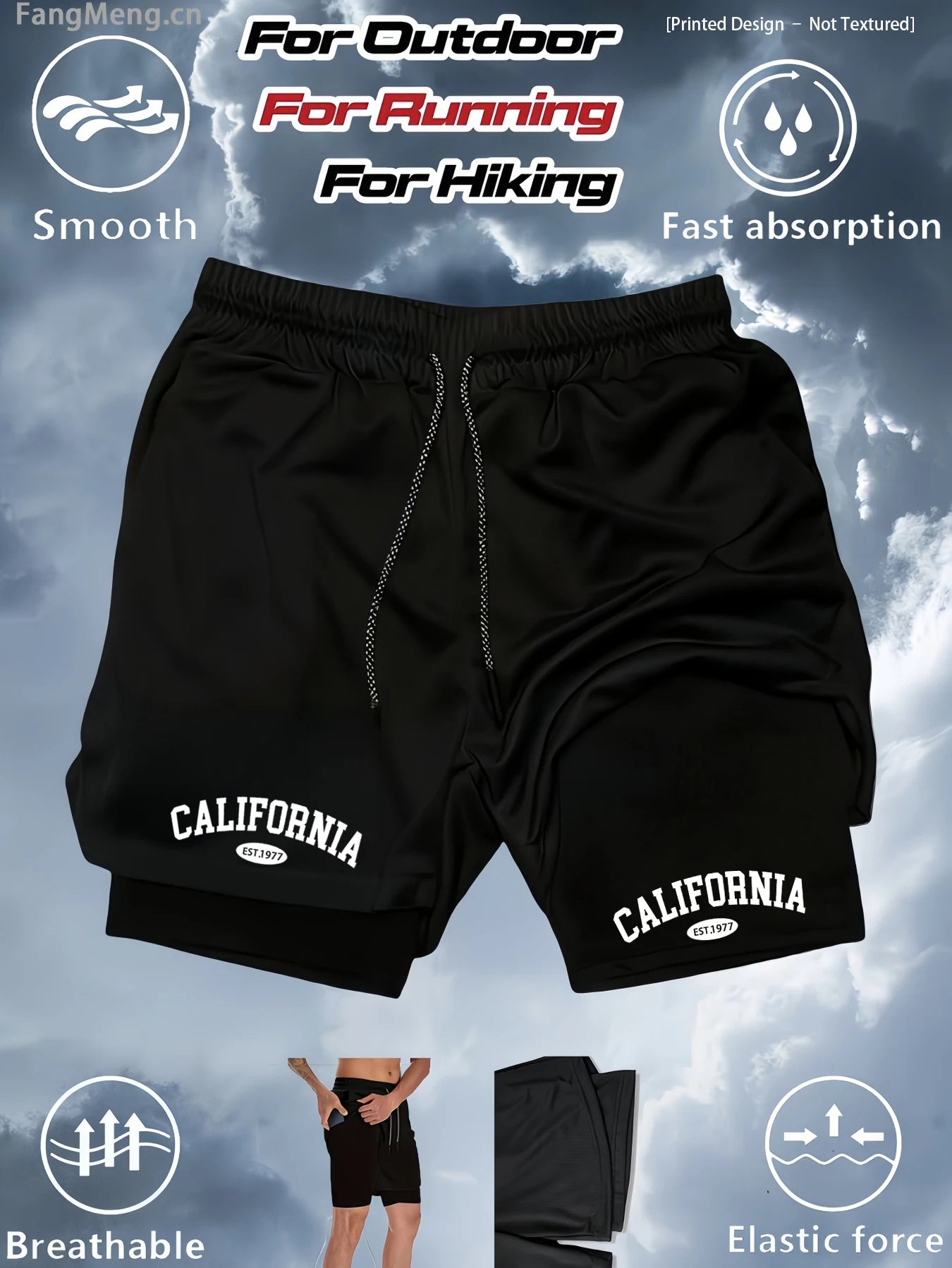 Summer Men Running Shorts Fitness Gym Training 2 in 1 Sports Shorts Quick Dry Workout Jogging Double Deck Shorts