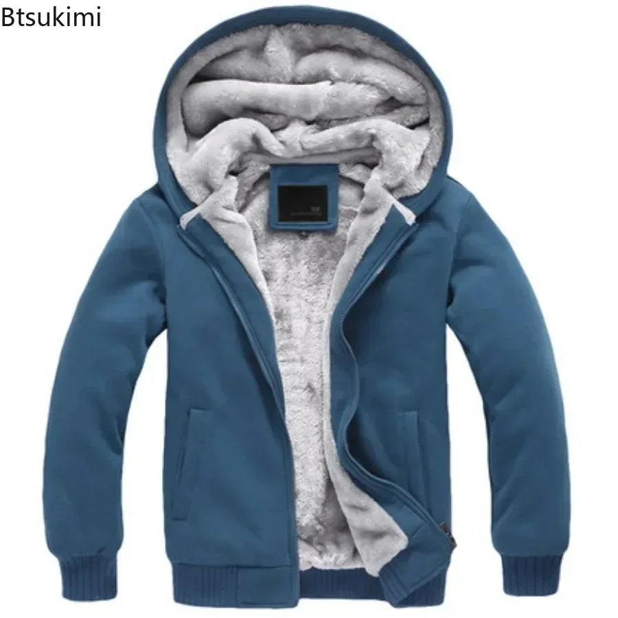 Fashion Men's Jackets Winter Hooded Coats Male Warm Sweatshirts Fleece Hoodie Slim Student Hoodies Outerwear 2026 Men's Clothing