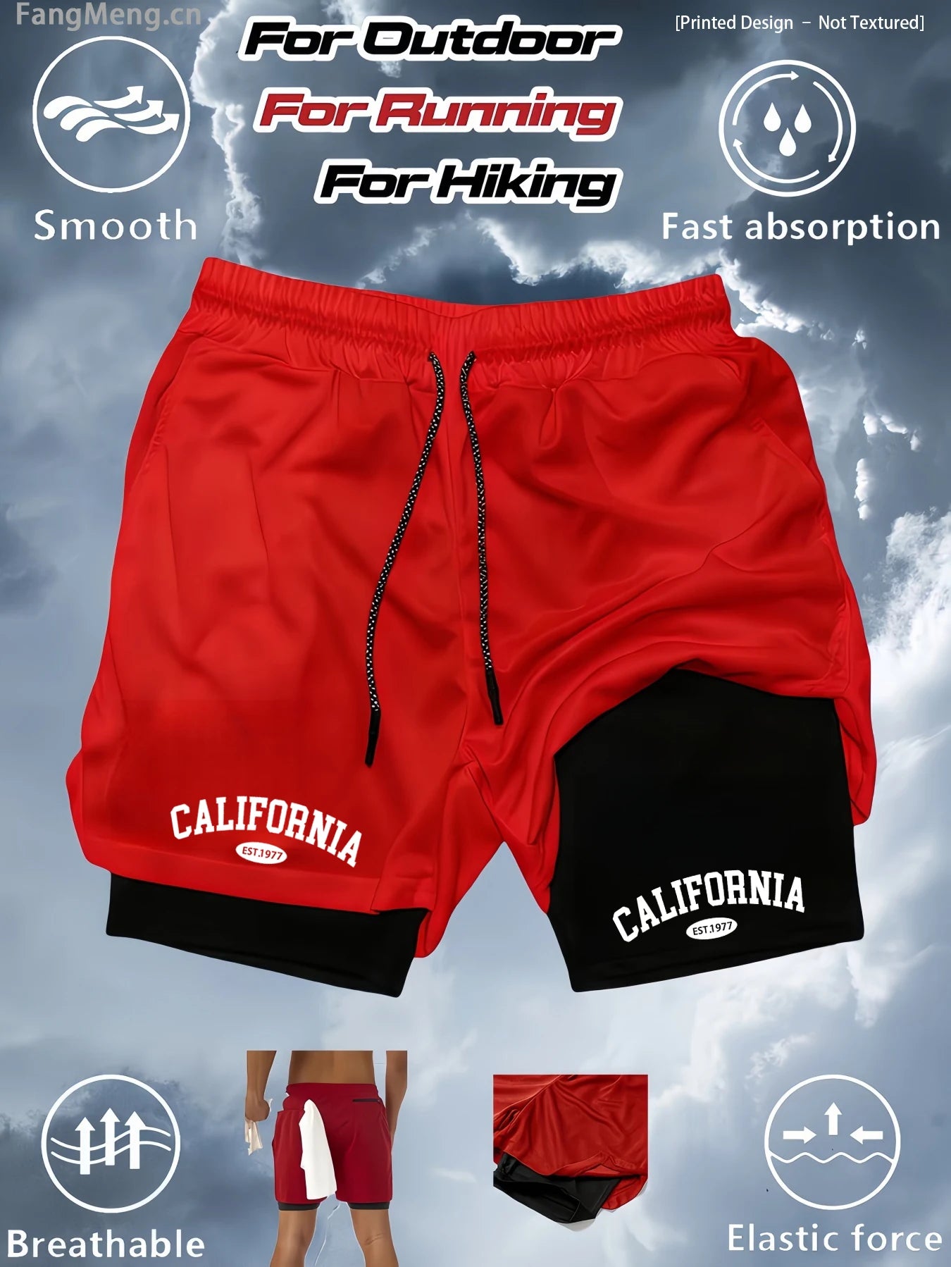 Summer Men Running Shorts Fitness Gym Training 2 in 1 Sports Shorts Quick Dry Workout Jogging Double Deck Shorts