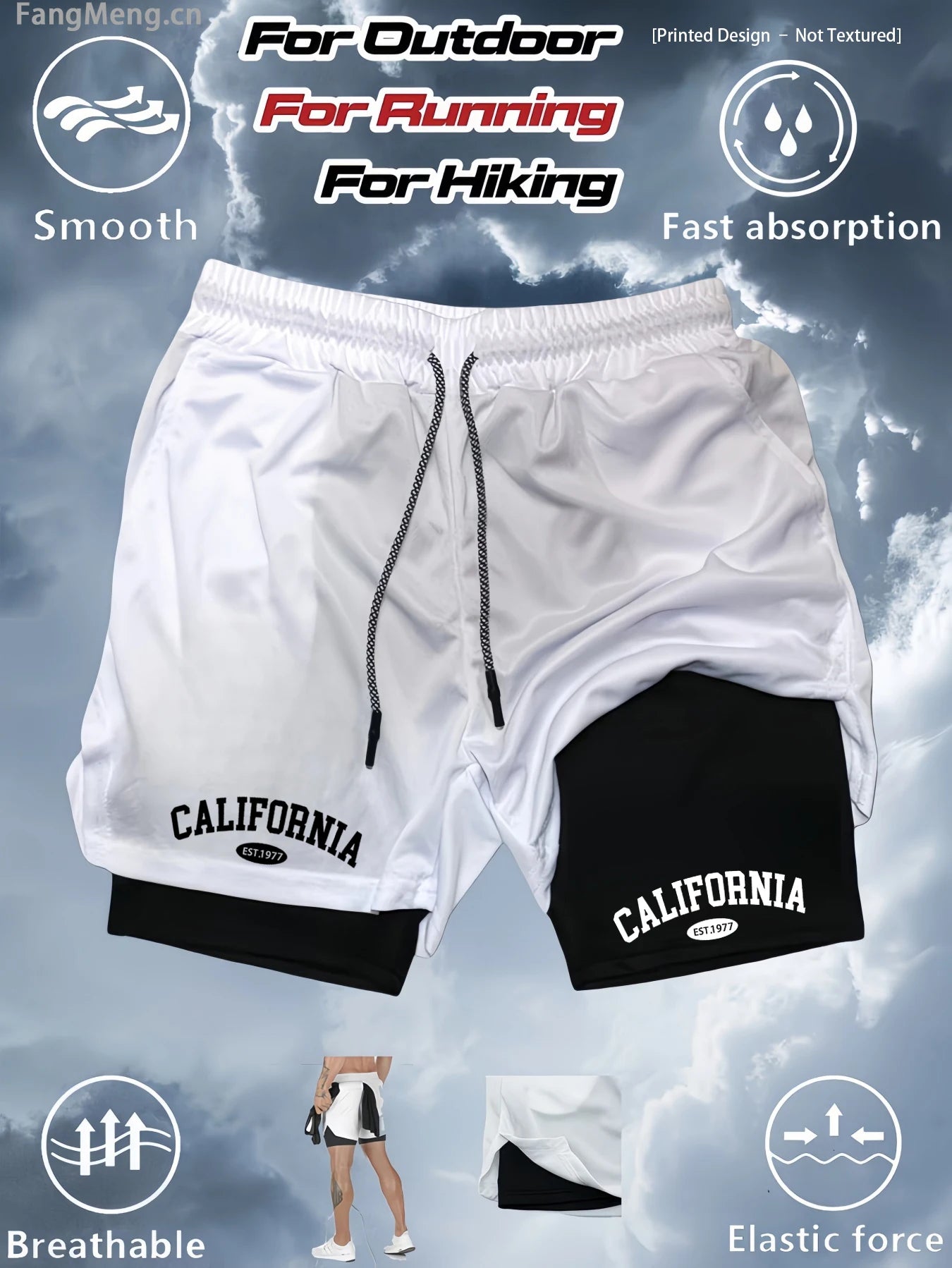 Summer Men Running Shorts Fitness Gym Training 2 in 1 Sports Shorts Quick Dry Workout Jogging Double Deck Shorts