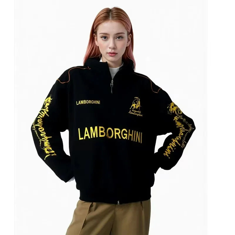 Spring Autumn Thin Racing Embroidered Motorcycle Jacket Cycling Suit Casual Sport Jacket For Lamborghini URUS Huracan Aventador