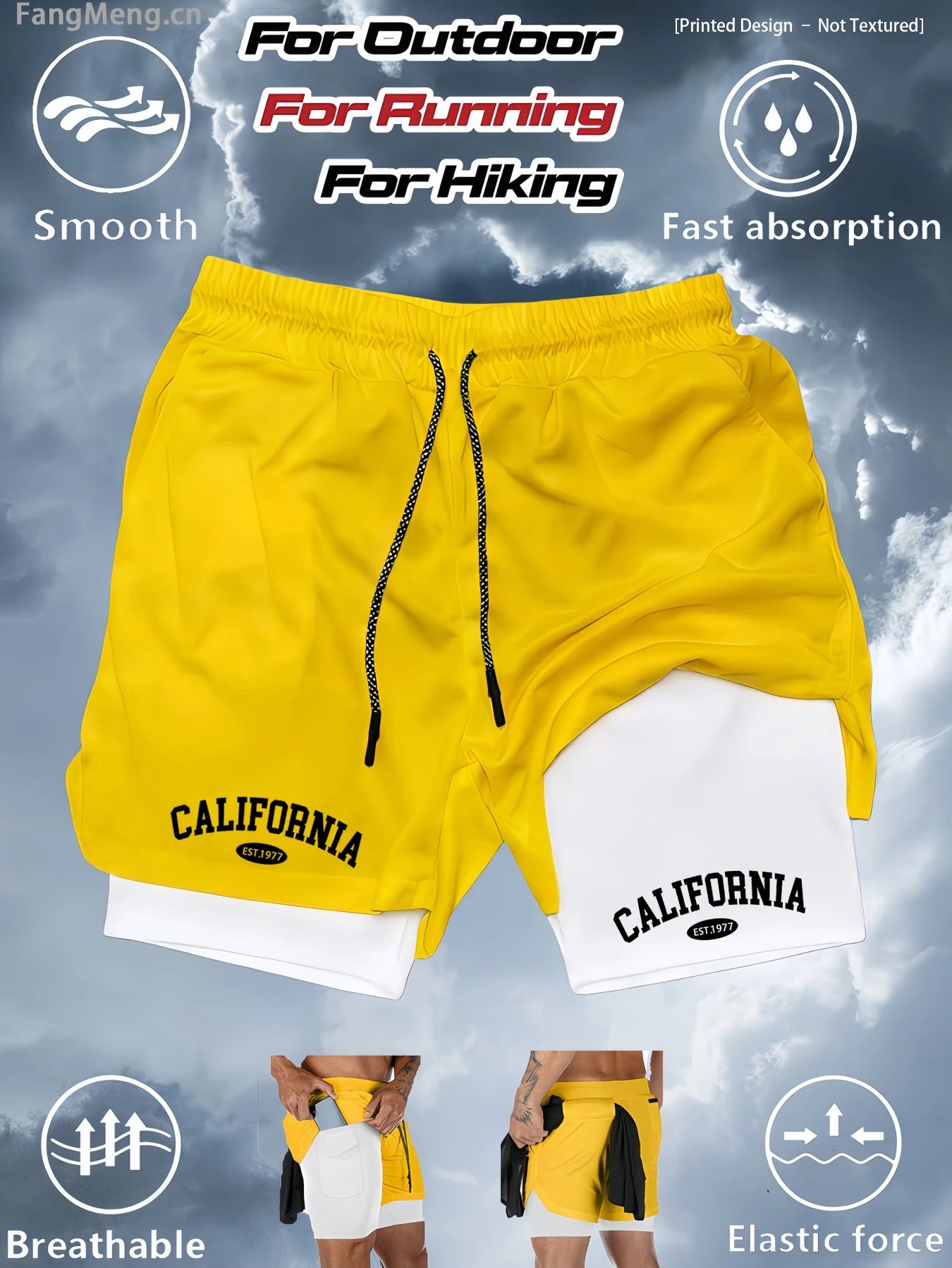Summer Men Running Shorts Fitness Gym Training 2 in 1 Sports Shorts Quick Dry Workout Jogging Double Deck Shorts