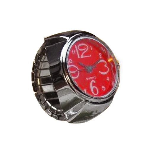 Vintage Punk Finger Watch Mini Elastic Strap Alloy Watches Couple Rings Jewelry Clock Women Men Retro Roman Quartz Watch Rings