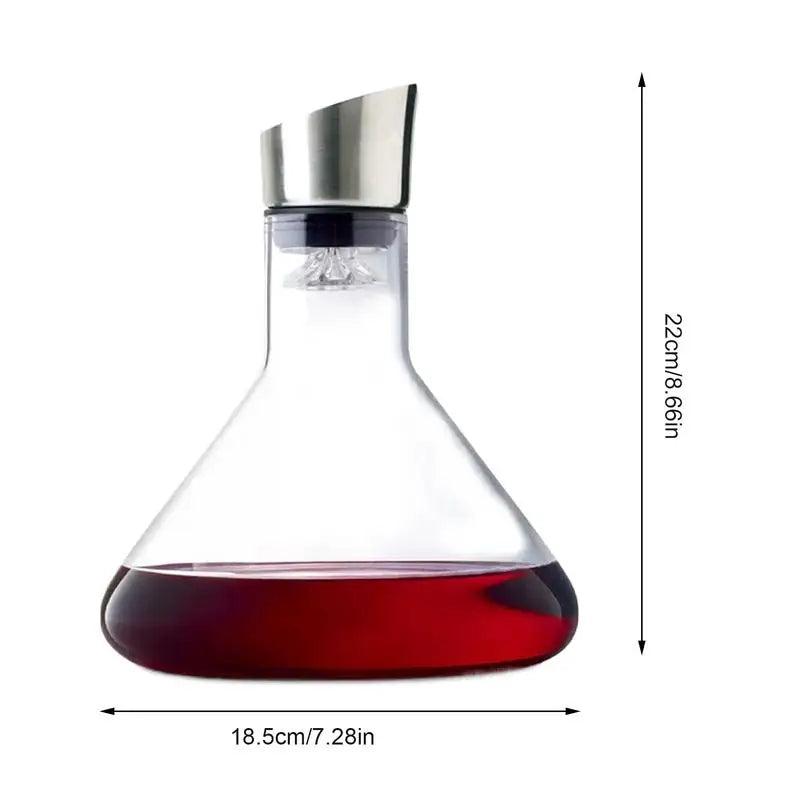 Wine Decanter 1500ml Crystal Glass Wine Carafe Bottle with Built-in-Dispenser Wine Hand-Held Aerator for White and Red Wine