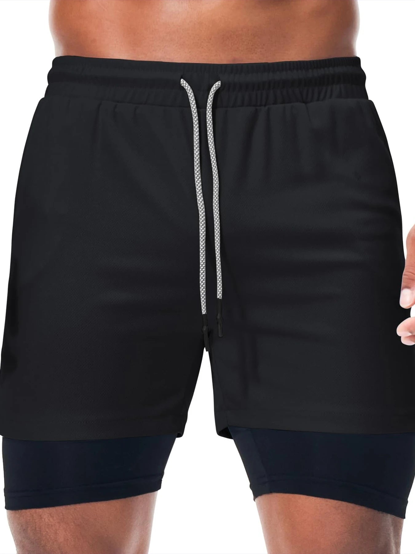 Summer Men Running Shorts Fitness Gym Training 2 in 1 Sports Shorts Quick Dry Workout Jogging Double Deck Shorts