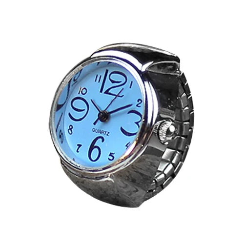 Vintage Punk Finger Watch Mini Elastic Strap Alloy Watches Couple Rings Jewelry Clock Women Men Retro Roman Quartz Watch Rings