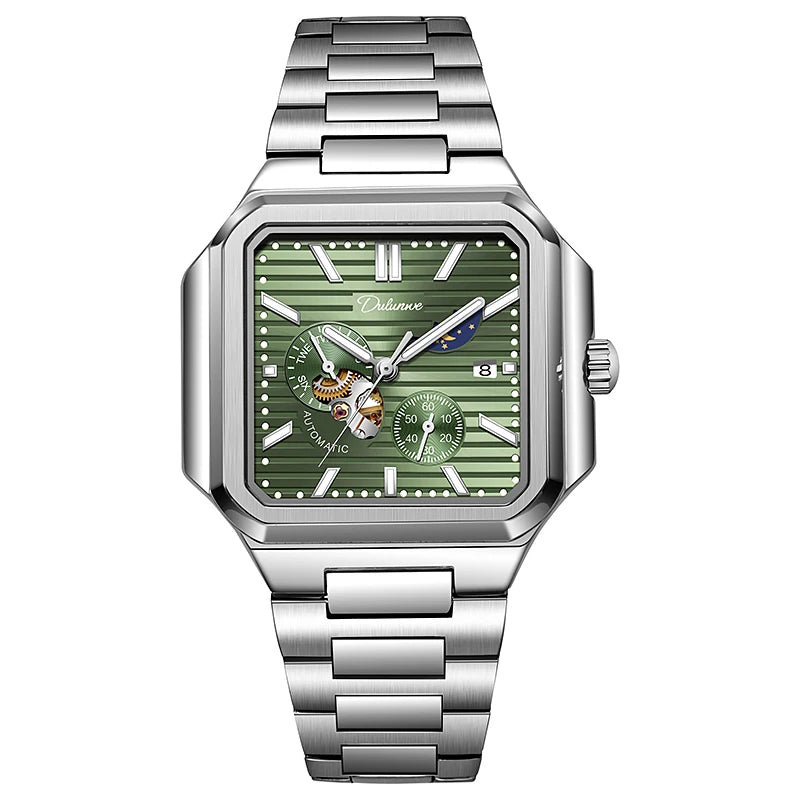 Fashion Men's Moon Phase Sport  Watch Automatic Mechanical Waterproof Luminous Wrist Watches Men Clock Horloges Mannen