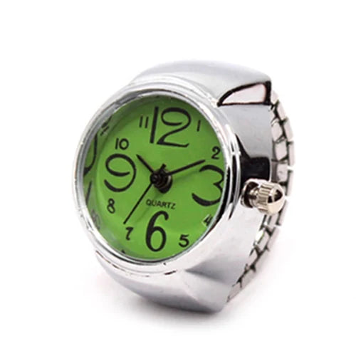 Vintage Punk Finger Watch Mini Elastic Strap Alloy Watches Couple Rings Jewelry Clock Women Men Retro Roman Quartz Watch Rings