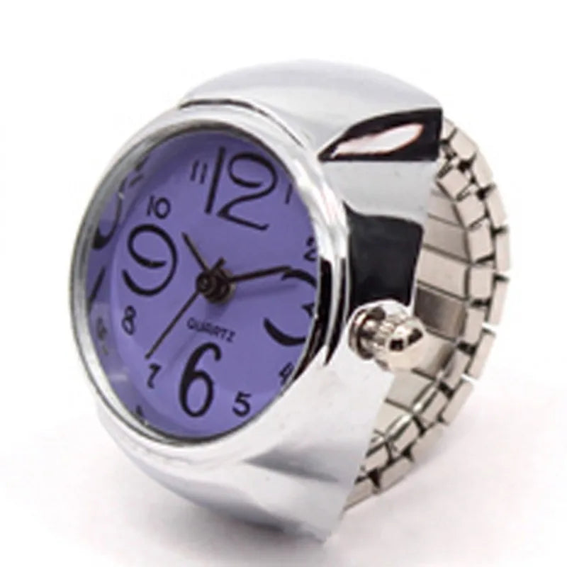 Vintage Punk Finger Watch Mini Elastic Strap Alloy Watches Couple Rings Jewelry Clock Women Men Retro Roman Quartz Watch Rings
