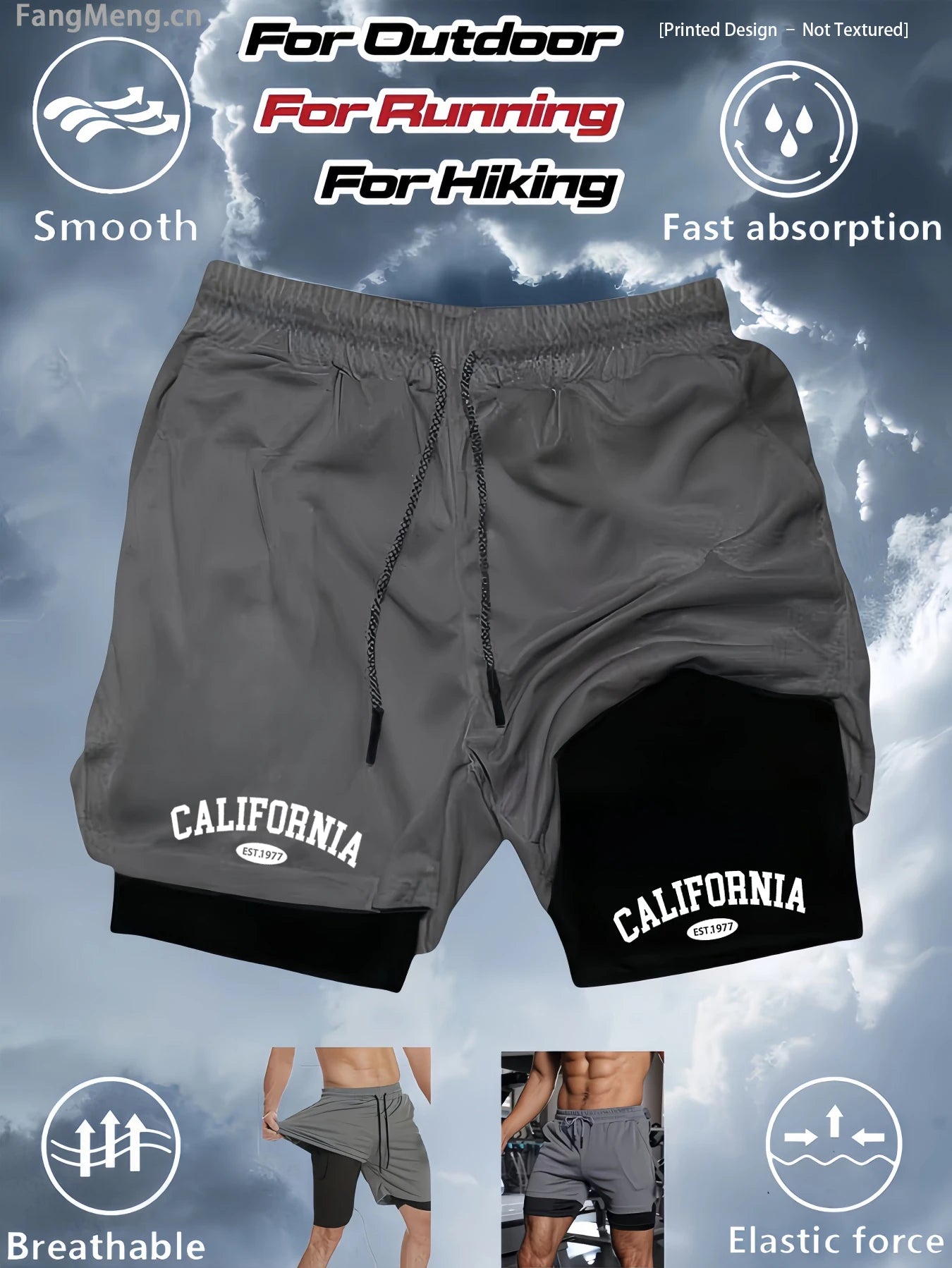 Summer Men Running Shorts Fitness Gym Training 2 in 1 Sports Shorts Quick Dry Workout Jogging Double Deck Shorts