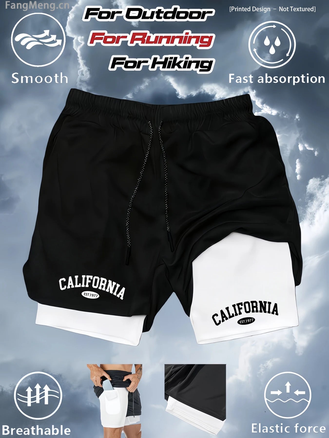 Summer Men Running Shorts Fitness Gym Training 2 in 1 Sports Shorts Quick Dry Workout Jogging Double Deck Shorts