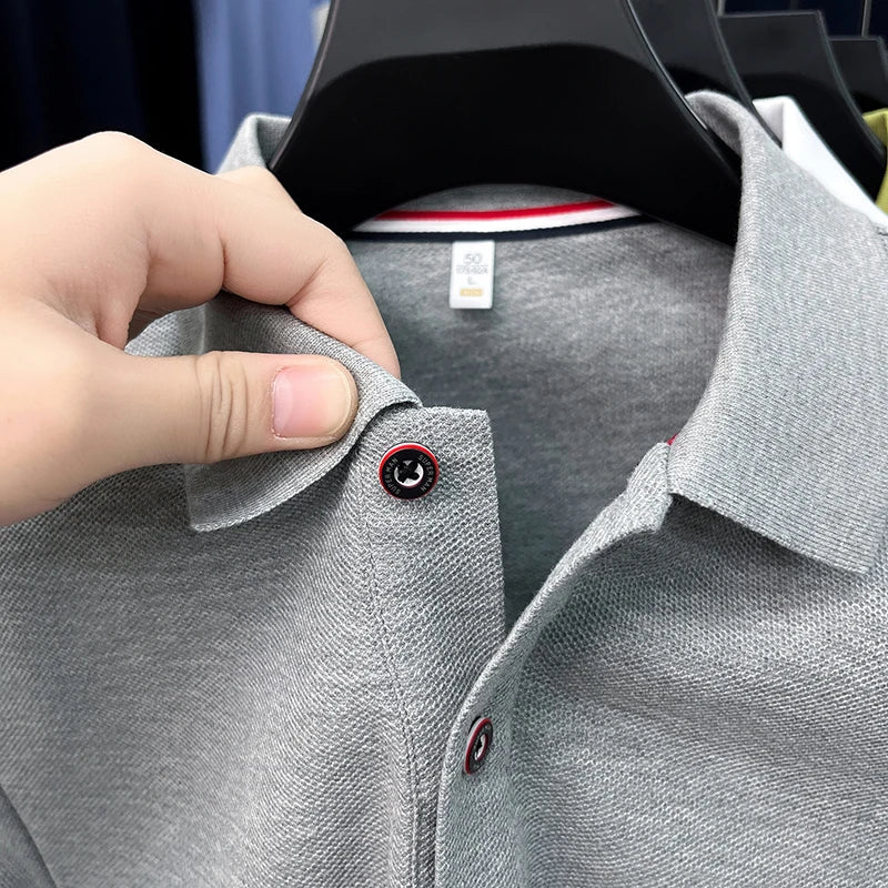 Luxury Man 100%cotton Short-Sleeved Polo Shirt Lapel Button Top-Selling Summer T-Shirt Moisture-Wicking Leisure Men's Clothing