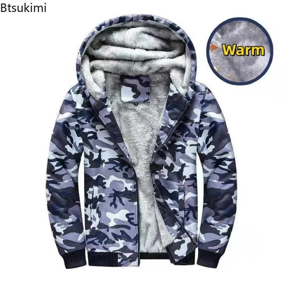 Fashion Men's Jackets Winter Hooded Coats Male Warm Sweatshirts Fleece Hoodie Slim Student Hoodies Outerwear 2026 Men's Clothing