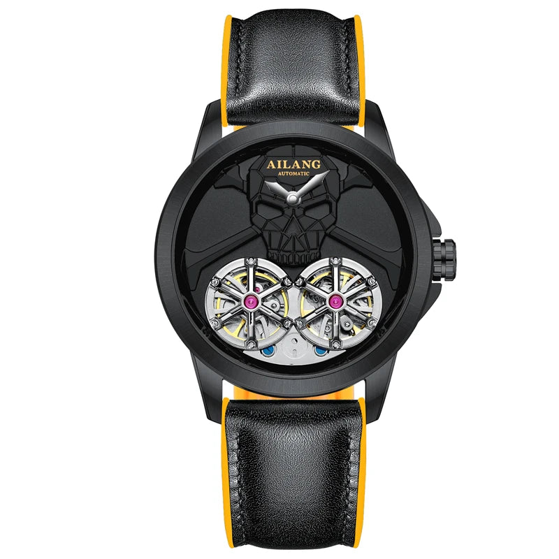 Punk Steam Skull Two Tourbillon Design Man Watch Hollow Automatic Mechanical Waterproof Men's Automatic Wristwatch For Men