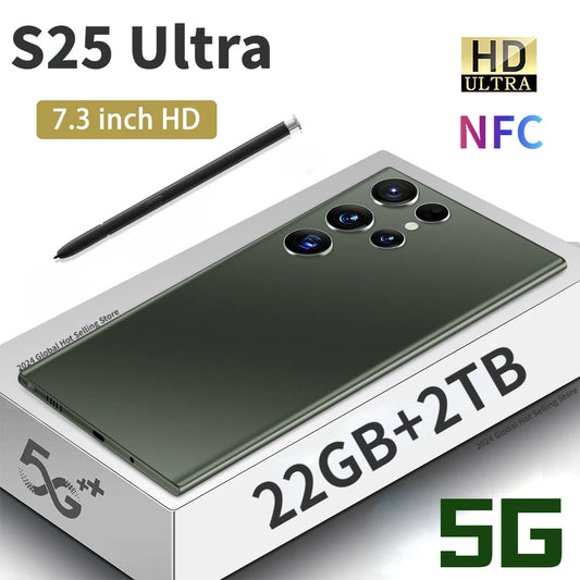 S25 Ultra Mobile Phones 7.3 HD Screen Smart phone Original 22GB+2TB 4G 5G Dual Sim Celulares Android Unlocked 7000mAh Cell Phone