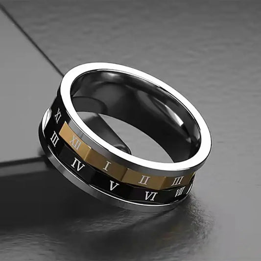 Vintage Roman Numeral Rings For Men Simple Width Stainless Steel Rotatable Rings Temperament Jewelry Gift Accessories