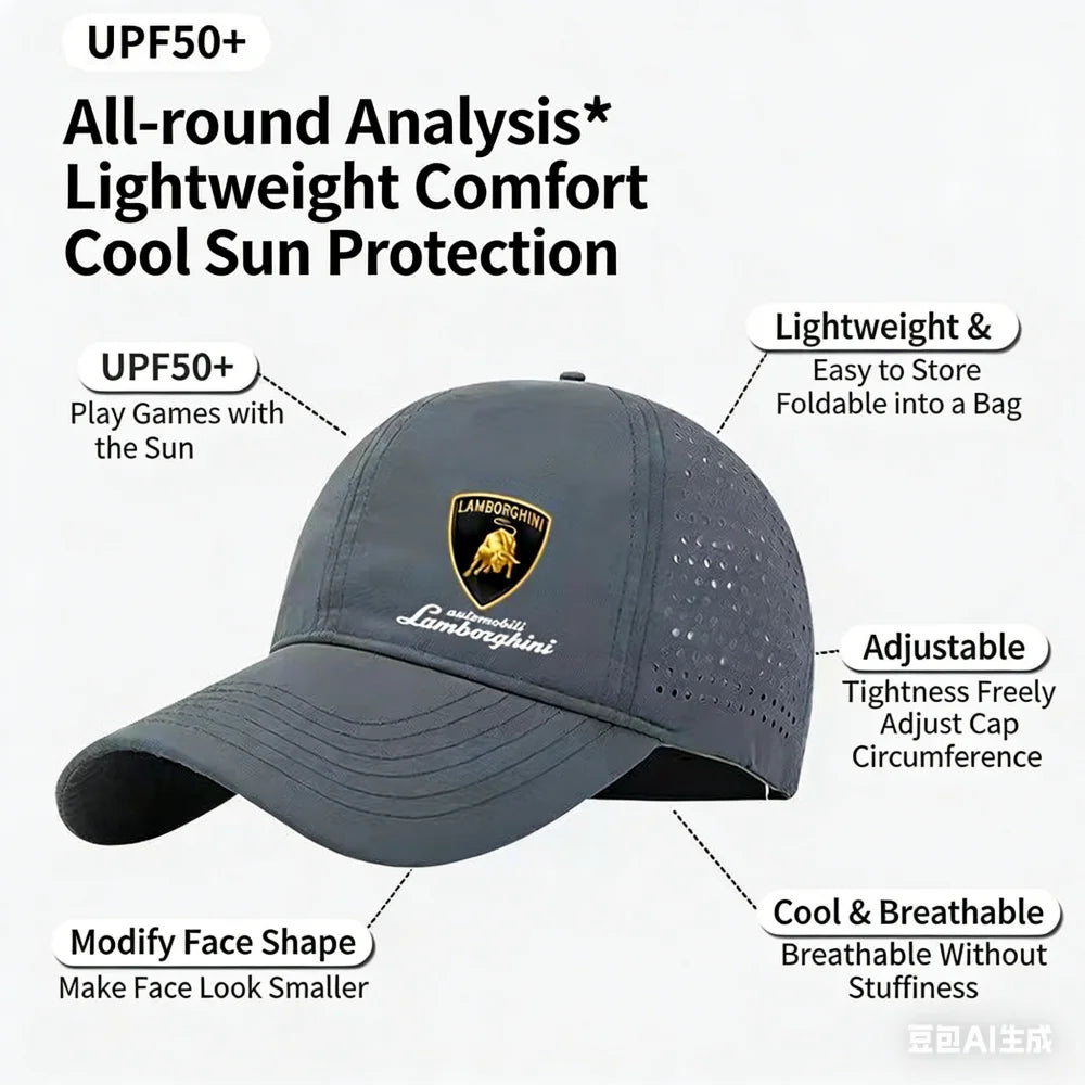 Lamborghini breathable mesh cap for spring and summer outdoor cycling, fashionable and breathable baseball cap