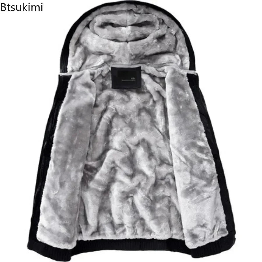 Fashion Men's Jackets Winter Hooded Coats Male Warm Sweatshirts Fleece Hoodie Slim Student Hoodies Outerwear 2026 Men's Clothing
