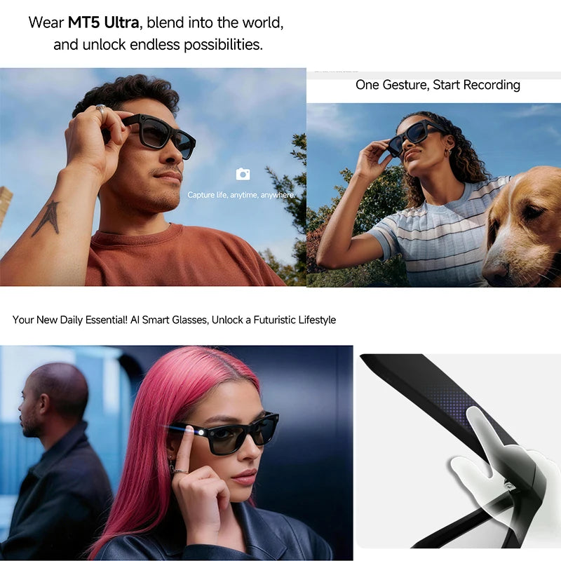 2026 New Smart Glasses First Perspective 800W Shooting Smart Translation Bean Bag GPT 2000mah Leather Charging Box Smart Glasses