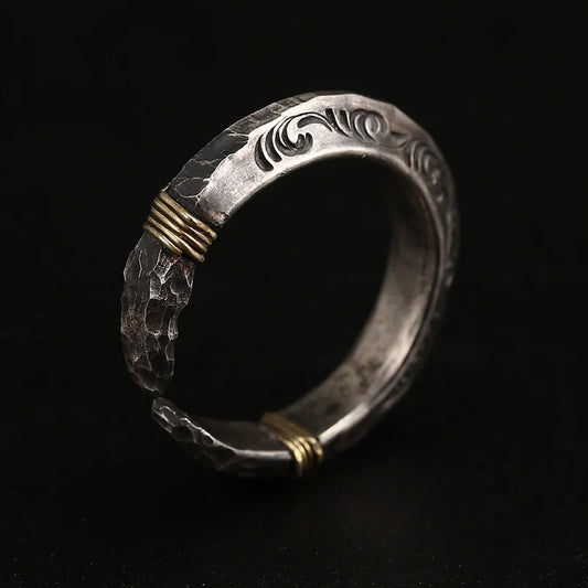 Men Ring 925 Sterling Silver Jewelry Male Retro Accessories Ancient Spear Head Open Mitsubishi Pattern Ring Gift For Boyfriend