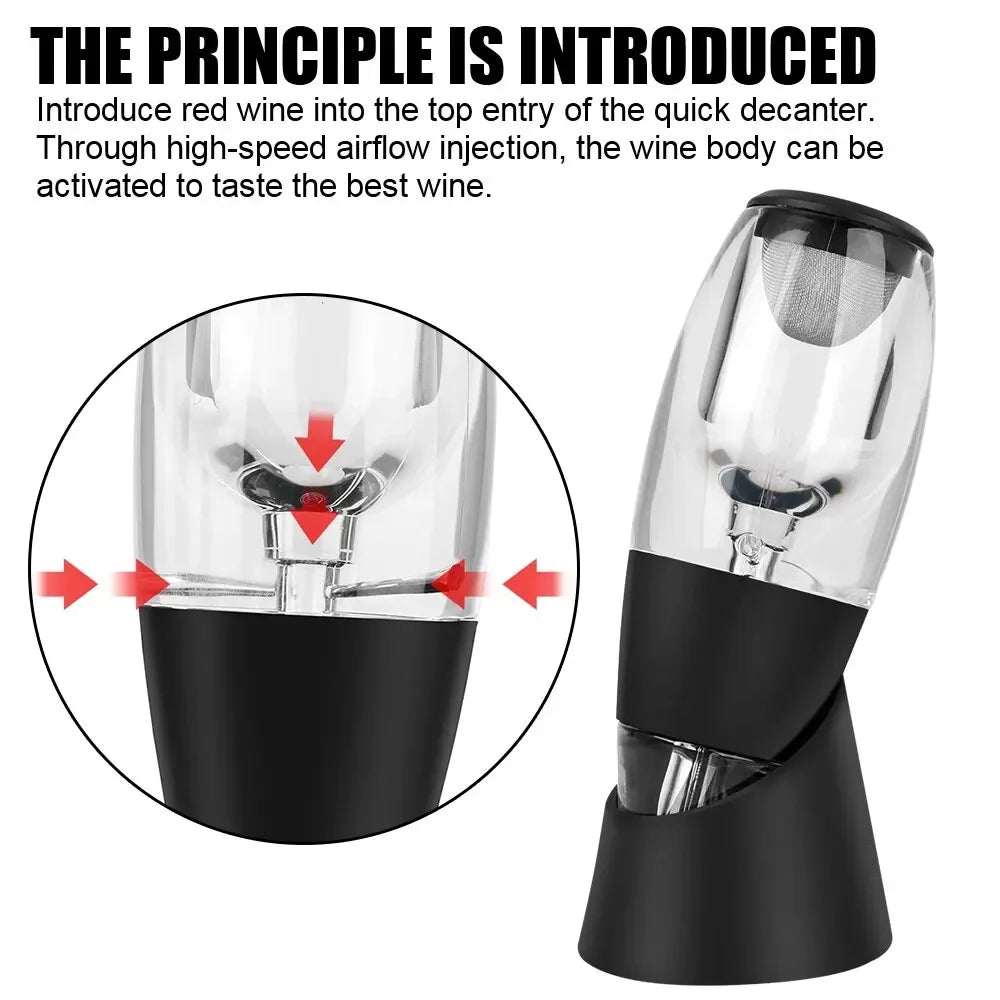 Professional Wine Decanter Pourer With Filter and Base Quick Sobering Wine Whisky Aerator Dispenser For Bar Party Kitchen