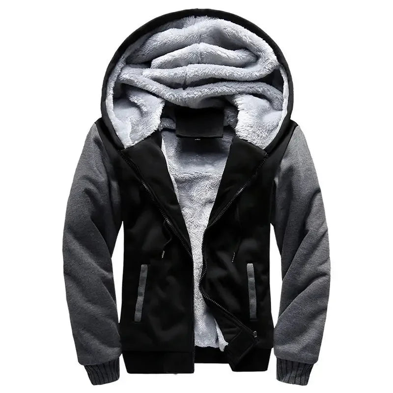 Fashion Men's Jackets Winter Hooded Coats Male Warm Sweatshirts Fleece Hoodie Slim Student Hoodies Outerwear 2026 Men's Clothing