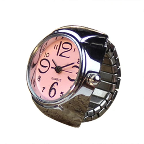 Vintage Punk Finger Watch Mini Elastic Strap Alloy Watches Couple Rings Jewelry Clock Women Men Retro Roman Quartz Watch Rings