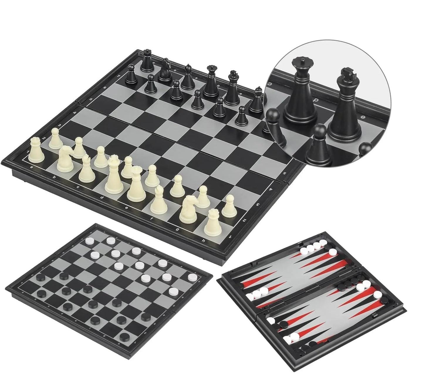 3-in-1 Magnetic Chess Set Board Game Tabletop Game Casual Intellectual Toy for Adults & Kids, with Storage Box, Holiday Birthday
