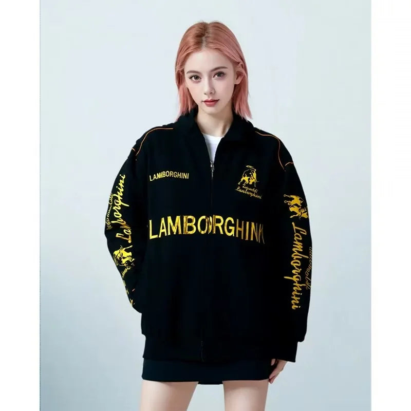 Spring Autumn Thin Racing Embroidered Motorcycle Jacket Cycling Suit Casual Sport Jacket For Lamborghini URUS Huracan Aventador