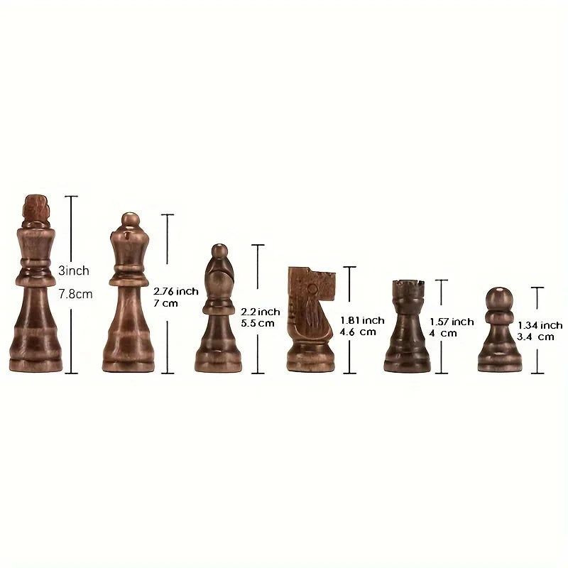 31CM / 12.2" High Quality Solid Wood Chess Large Drawer Storage Chess Board Retro Wooden Chess Pieces Nice Gift Decoration