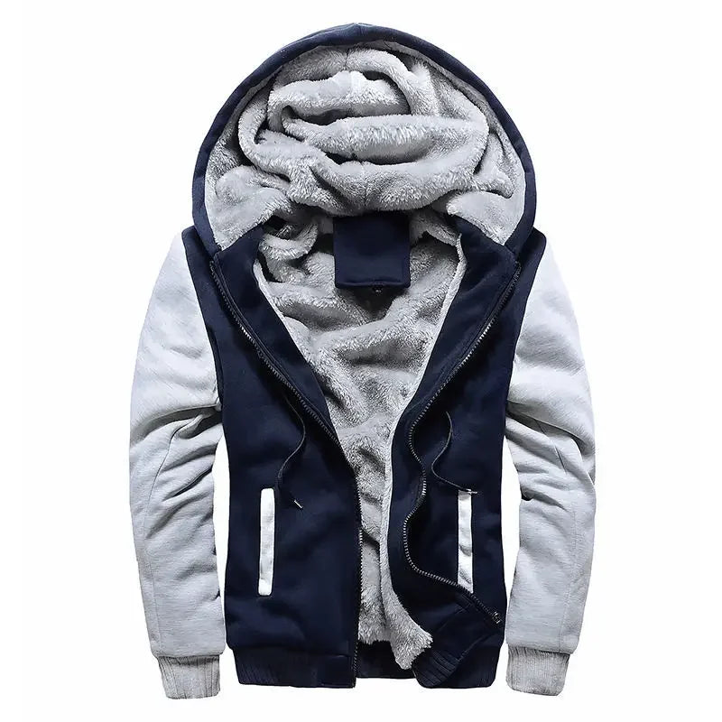 Fashion Men's Jackets Winter Hooded Coats Male Warm Sweatshirts Fleece Hoodie Slim Student Hoodies Outerwear 2026 Men's Clothing
