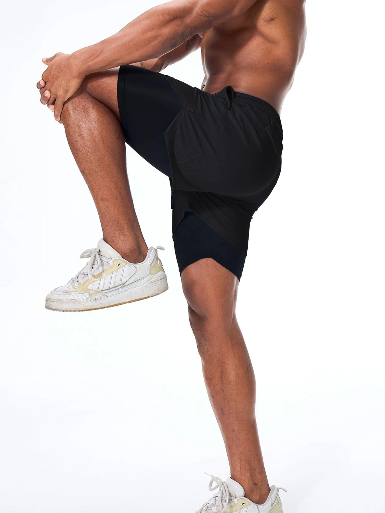 Summer Men Running Shorts Fitness Gym Training 2 in 1 Sports Shorts Quick Dry Workout Jogging Double Deck Shorts