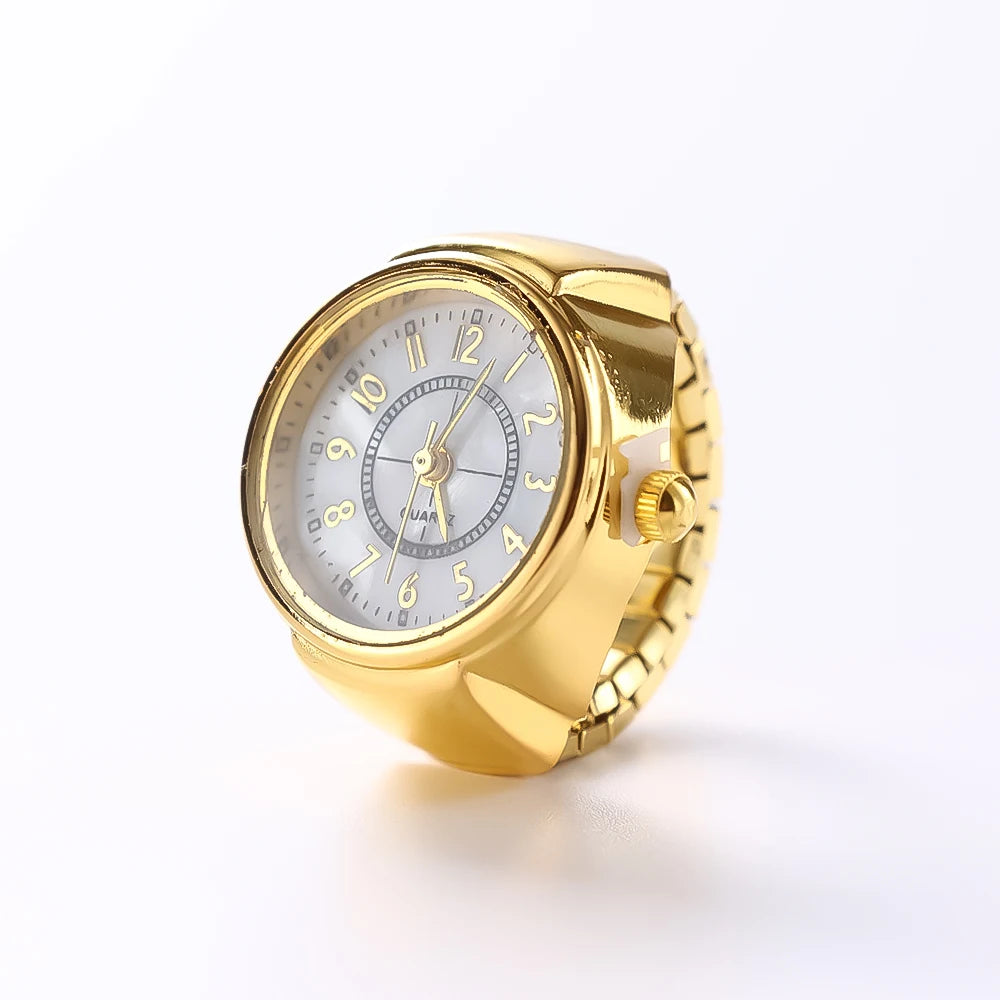 Vintage Punk Finger Watch Mini Elastic Strap Alloy Watches Couple Rings Jewelry Clock Women Men Retro Roman Quartz Watch Rings