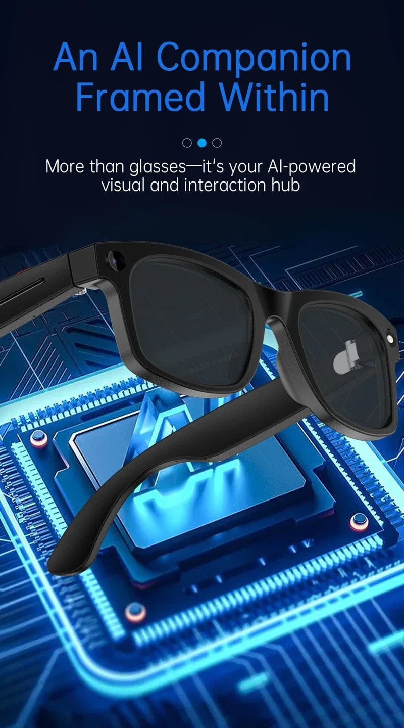 Lenovo Smart Glasses AI Translation 8MP HD Camera 4K Shooting Image Bluetooth Call Recording Music Smart Sunglasses